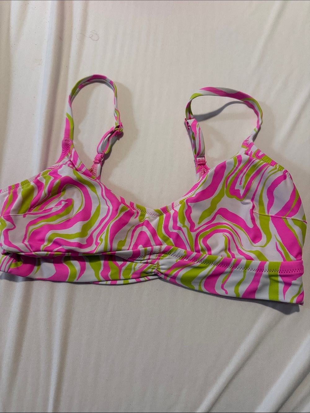 Women's Pink & Green Swirl Bralette Bikini Top